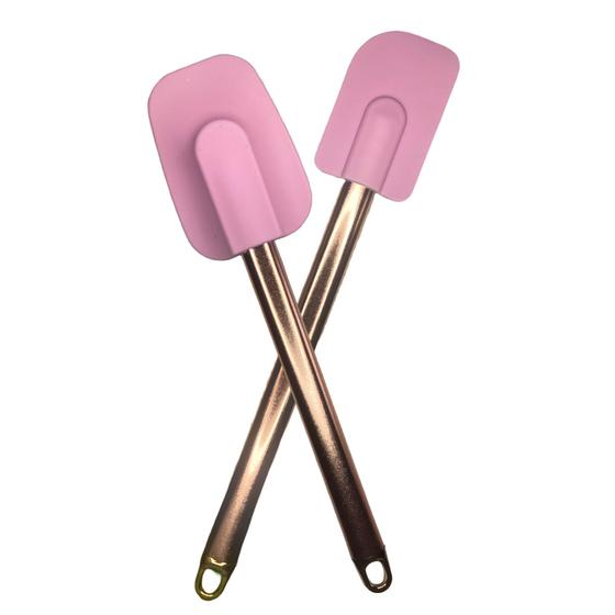 Imagem de Kit Espatula De Silicone E Colher Pão Duro Rosé Gold Grande