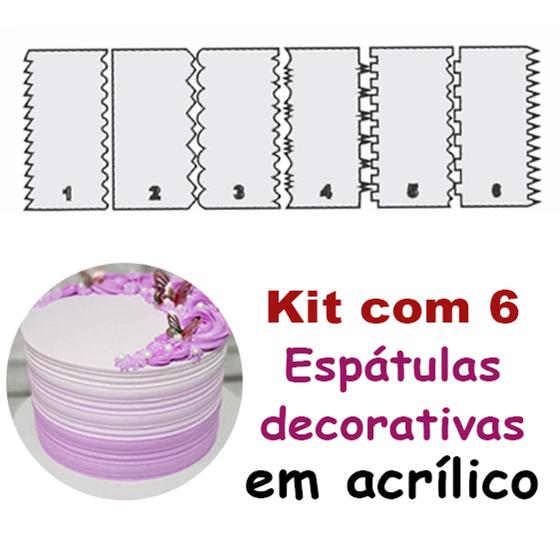 Imagem de Kit Espátulas em Acrílico P/ Bolo 6 Unidades