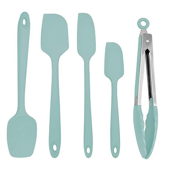 Imagem de Kit Espátulas Silicone Profissional Com Pegador Inox Verde