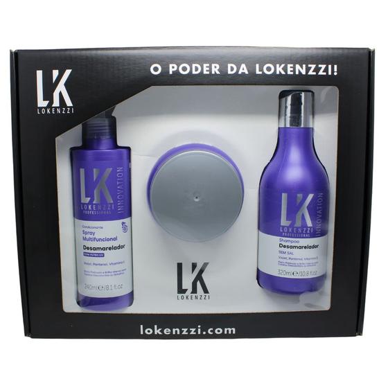 Imagem de Kit Especial Lokenzzi Desamarelador Shampoo Spray Mascara