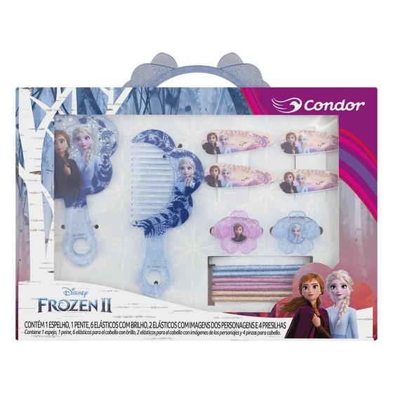Imagem de Kit Espelho + Pente Condor Frozen 2 com Acessórios