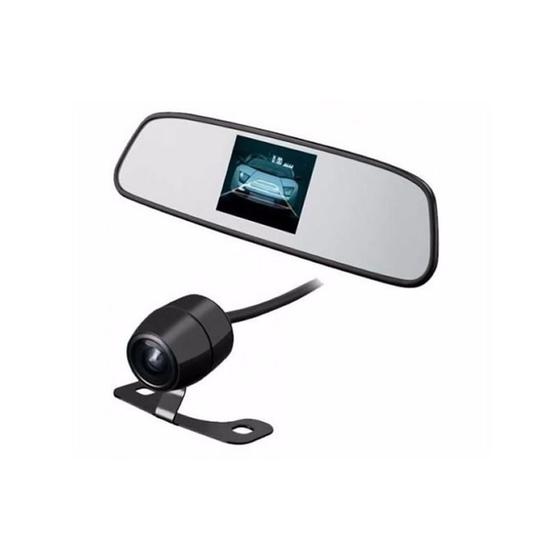 Imagem de Kit espelho retrovisor monitor com câmera re ré tela LCD 4,3