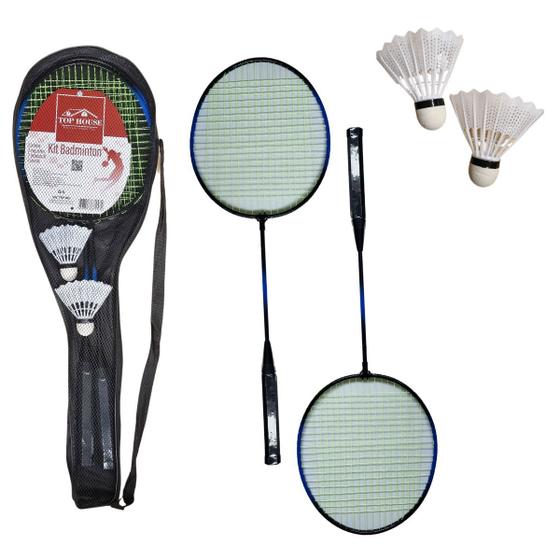 Kit Esporte Badminton 2 Raquetes + Bolsa+ 2 Petecas - Top House - Kit ...