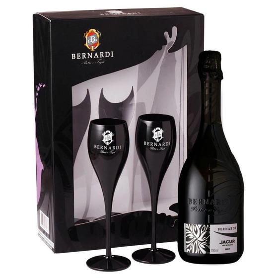 Imagem de Kit Espumante Brut Bernardi Jacur 750Ml + 2 Taças Acrílico