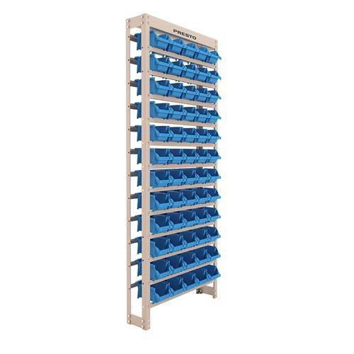 Imagem de Kit estante gaveteiro com 60 gavetas empilháveis nr. 3 azul presto 93004