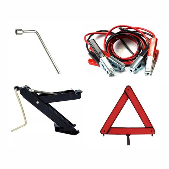 Kit Estepe Para Carro / Macaco Joelho + Chave De Roda 19mm + Triângulo + Cabo Auxiliar Menor preço em Kit Estepe Para Carro / Macaco Joelho + Chave De Roda 19mm + Triângulo + Cabo Auxiliar