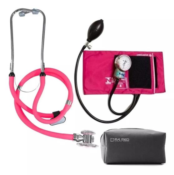 Imagem de Kit Estetoscopio Duplo + Aparelho De Medir Pressão Arterial Esfigmomanometro + Estojo