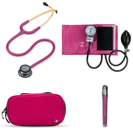 Imagem de Kit Estetoscopio Littmann + esfigmo + case + Laterna - Cores Variadas