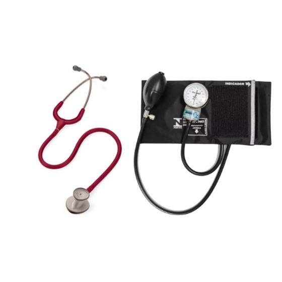 Imagem de Kit Estetoscópio Littmann Lightweight + Esfigmomanômetro Pamed - Cores Variadas