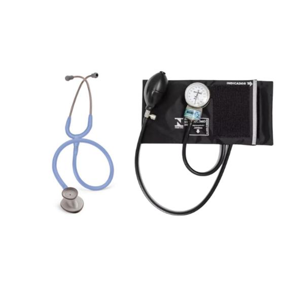 Imagem de Kit Estetoscópio Littmann Lightweight + Esfigmomanômetro Pamed - Cores Variadas