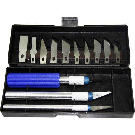 Imagem de Kit Estilete de Precisão com 3 Cabos e 13 Lâminas