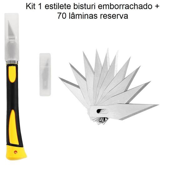 Imagem de Kit Estilete Emborrachado de Precisão + 70 Lâminas Reserva