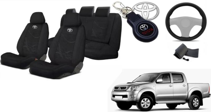 Imagem de Kit Estofado Capas Personalizado Tecido Hilux 03-13 + Volante + Chaveiro