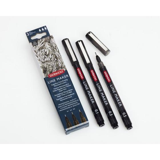 Imagem de Kit Estojo com 3 Canetas Graphik Line Maker 0,1/0,3/0,5mm Preta Derwent