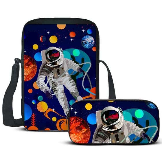 Imagem de Kit Estojo e Lancheira Escolar Astronauta 7 Volta as Aulas