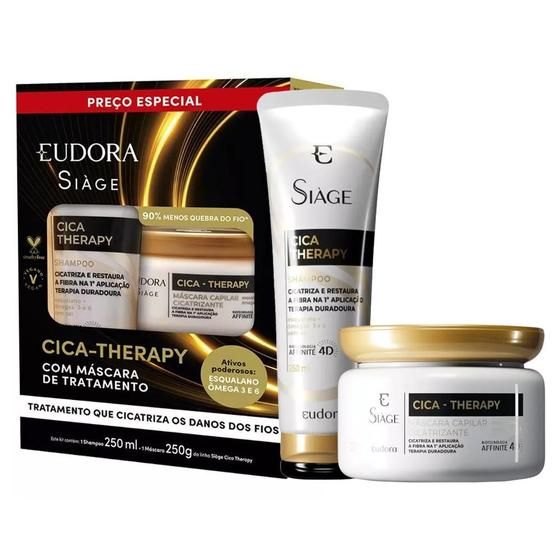 Imagem de Kit Eudora Siàge Cica-Therapy Shampoo 250ml + Máscara Capilar Cicatrizante 250g