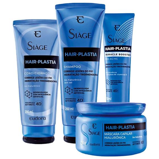 Kit Eudora Siage Hair Plastia Shampoo Condicionador Máscara Booster
