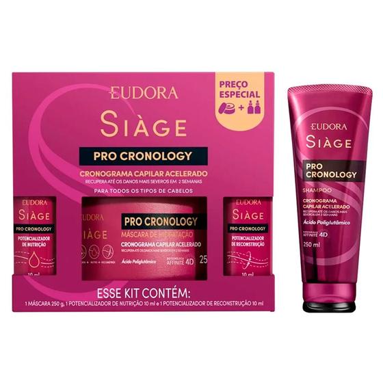 Imagem de Kit Eudora Siàge Pro Cronology Cronograma Capilar Acelerado - 3 Produtos e Shampoo 250ml
