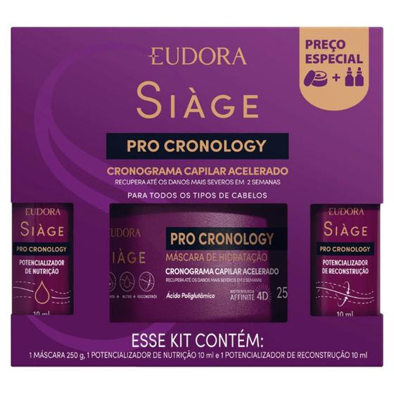 Imagem de Kit Eudora Siáge Pro Cronology Máscara 250g + 2 Potencializador 10ml cada