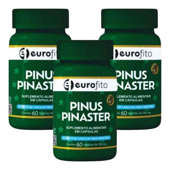 Imagem de Kit Eurofito Pinus Pinaster 3 Potes 60 Cápsulas Cada