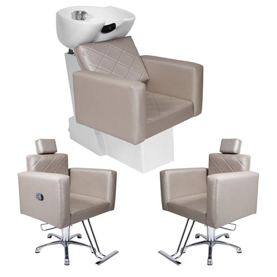 Imagem de KIT Evidence - 1 Cadeira Fixa + 1 Cadeira Reclinável + 1 Lavatório Para Salão