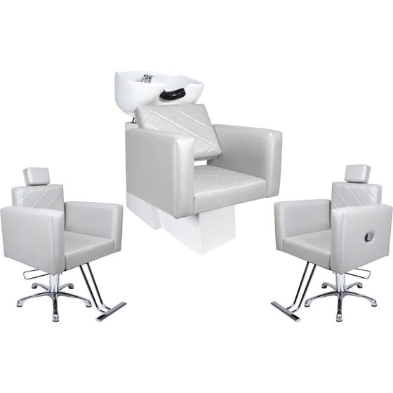 Imagem de KIT Evidence - 1 Cadeira Fixa + 1 Cadeira Reclinável + 1 Lavatório Para Salão