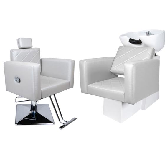 Imagem de KIT Evidence - 1 Lavatório + 1 Cadeira Reclinável Base Quadrada Para Salão
