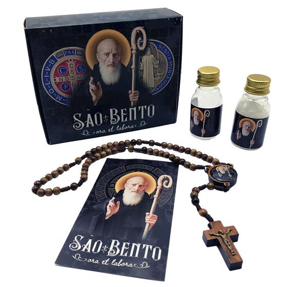 Kit Exorcismo São Bento Sal, Óleo, Terço e Folheto de Oração FORNECEDOR 2 Terço Magazine