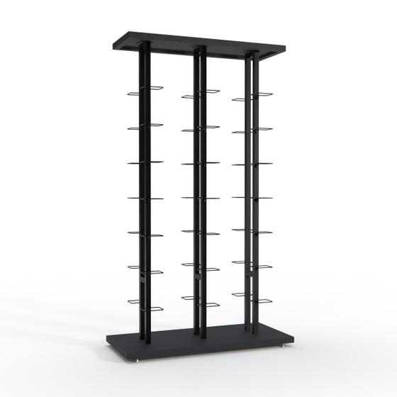 Imagem de Kit Expositor de Calçados com 3 Colunas Duplo e 42 Suportes Aramados Screw Comac