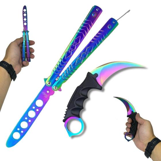 Kit Faca Butterfly Treino + Canivete Karambit Tático CS Go Menor preço em Kit Faca Butterfly Treino + Canivete Karambit Tático CS Go