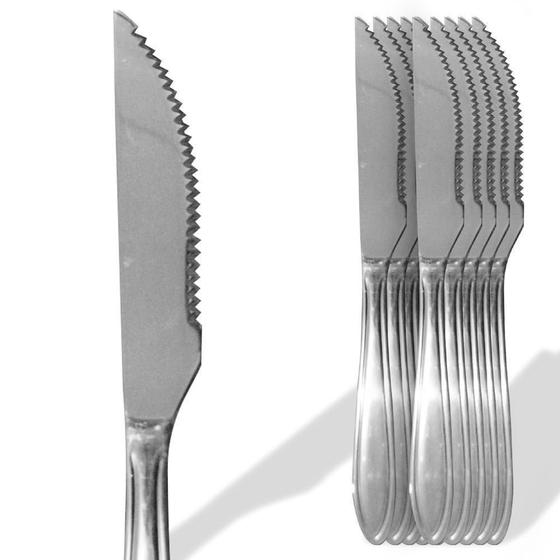 Imagem de Kit Faca Mesa Churrasco Inox - 12 Peças Linha Classic