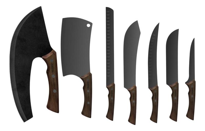 Kit Facas Churrasco Black Collection Inox Tramontina C/ Cortador Multiuso Menor preço em Kit Facas Churrasco Black Collection Inox Tramontina C/ Cortador Multiuso