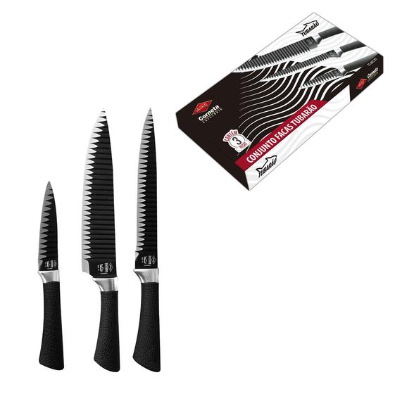 Kit Facas Tipo Shark Chef Profissional Box Luxo Corneta - 3pçs Menor preço em Kit Facas Tipo Shark Chef Profissional Box Luxo Corneta - 3pçs