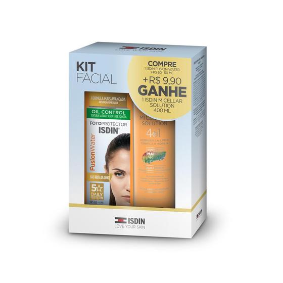 Kit Facial Isdin Protetor Solar Fusion Water 5 Stars FPS 60 Sem Cor 50ml e Água Micellar Solution 4 em 1 400ml Menor preço em Kit Facial Isdin Protetor Solar Fusion Water 5 Stars FPS 60 Sem Cor 50ml e Água Micellar Solution 4 em 1 400ml