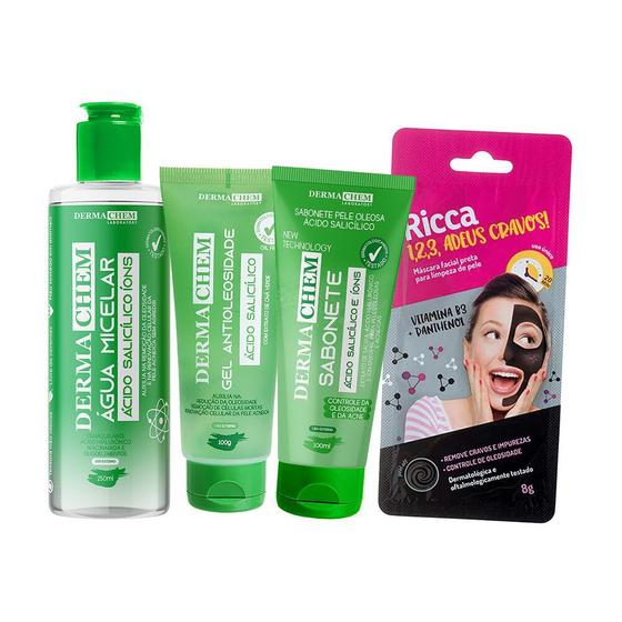 Imagem de Kit Facial Skin Care Gel Sabonete Água Miscelar e Máscara