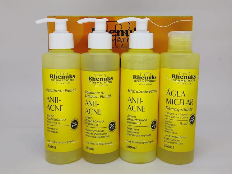 Kit facial tratamento antiacne c/4 unidades Rhenuks Kit de