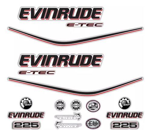 Imagem de Kit Faixa Adesivo Evinrude 225 Etec Modelo Capô Branco