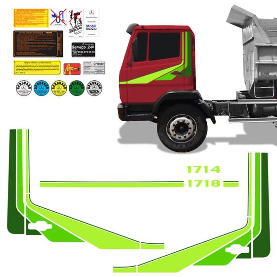 Imagem de Kit Faixa Caminhão Mercedes Benz 1714/1718 Adesivo Verde