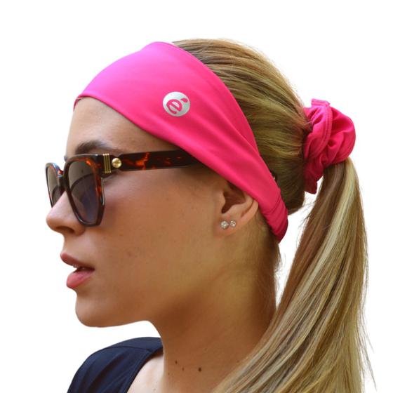Imagem de kit Faixa de cabeça + Scrunchie Academia Anti Suor Faixa de Cabelo para atividades fitness UV50+