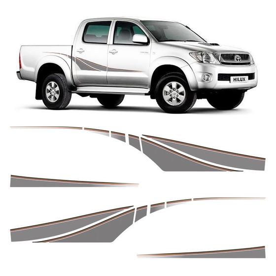 Imagem de Kit Faixa Lateral Hilux 2009 Adesivo Toyota Cabine Dupla