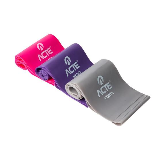 Imagem de Kit Faixas em Látex Band 3 Intensidades -Leve -Médio -Difícil - Rosa Roxo Cinza -T13-R