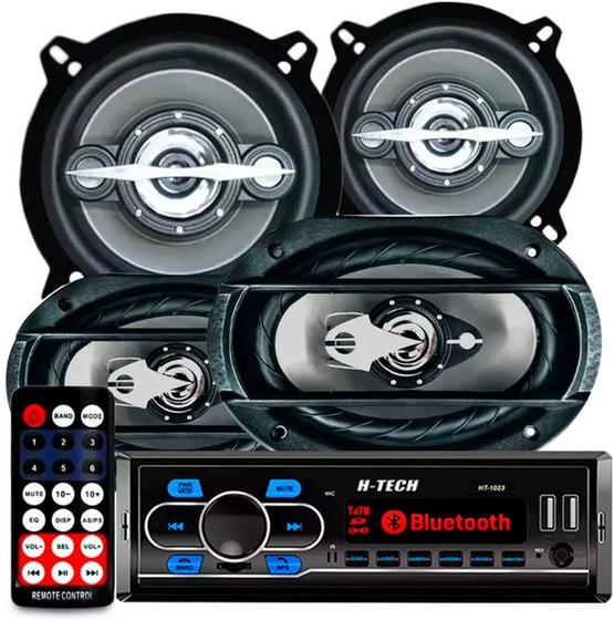 Imagem de Kit Falante 6x9 + 5 Pol + Rádio Bluetooth Carro Mp3 Usb 310w