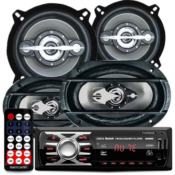 Kit Falante 6x9 + 5 Pol + Rádio Bluetooth Carro Mp3 Usb 310w Menor preço em Kit Falante 6x9 + 5 Pol + Rádio Bluetooth Carro Mp3 Usb 310w
