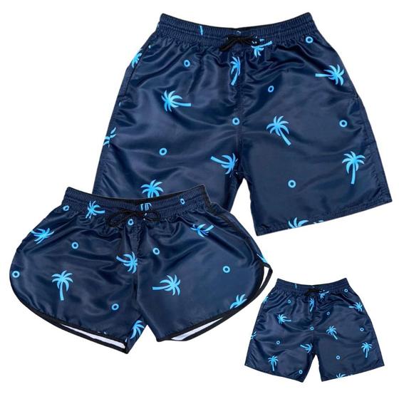 Imagem de Kit Família Combinando 3 Shorts Iguais Pai Mãe e Filho Top