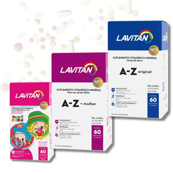 Imagem de KIT Familia Lavitan ORIGINAL AZ + MULHER +Infantil Vitaminas