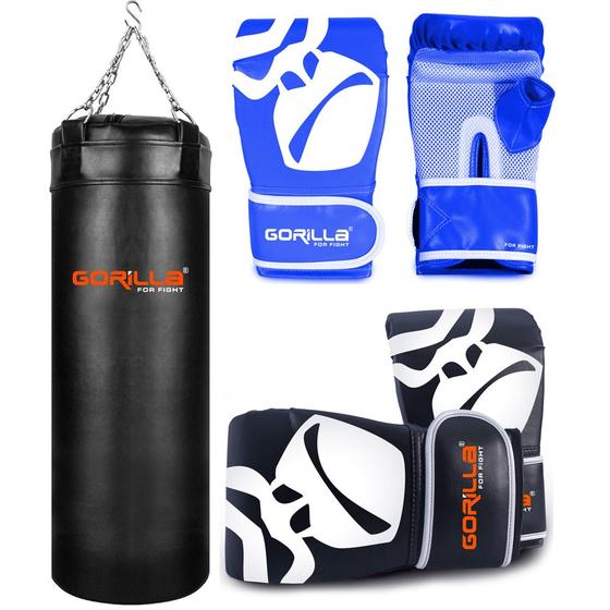 Imagem de Kit Família Saco De Pancada Boxe 70 cm + Luva Pro Adulta + Luva Infantil Gorilla Boxe Muay Thai