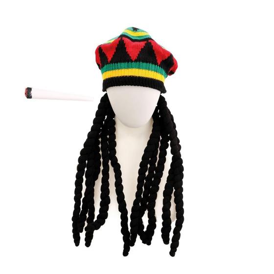 Imagem de Kit Fantasia 2 Peças de Bob Reggae com Touca Temática com Dreads para Festas e Eventos Temáticos