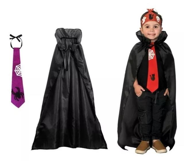 Imagem de Kit Fantasia Capa Gravata Infantil Halloween Dia Das Bruxas