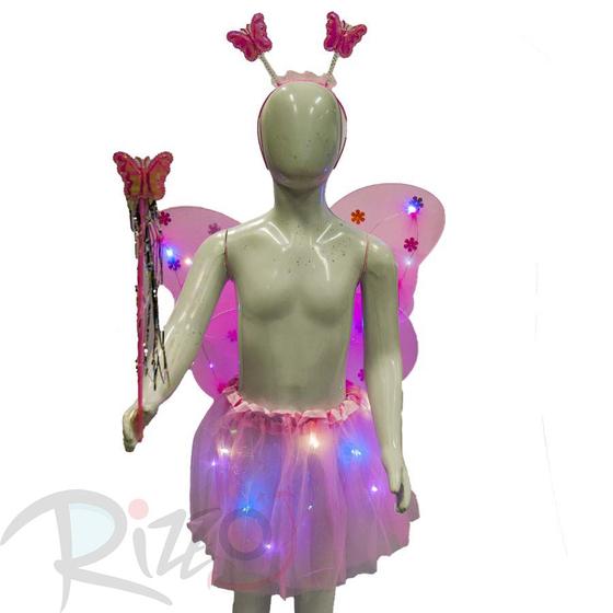 Imagem de Kit Fantasia Carnaval - Borboleta - Tiara Led - Rosa Claro - Mod:638 - 01 unidade - Rizzo