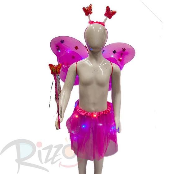 Imagem de Kit Fantasia Carnaval - Borboleta - Tiara Led - Rosa Pink - Mod:638 - 01 unidade - Rizzo